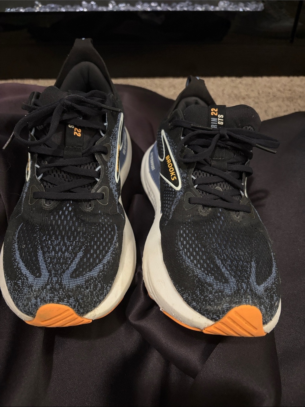 Brooks Men’s Black, Blue & Orange Mesh Running Sneakers - Picture 2 of 6